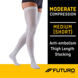 Anti-embolism Stocking 3M Futuro Thigh High Medium / Short White Closed Toe