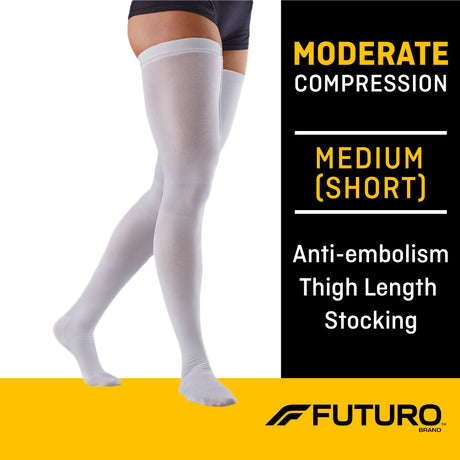 Anti-embolism Stocking 3M Futuro Thigh High Medium / Short White Closed Toe