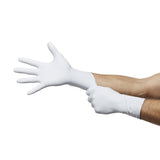 Exam Glove LifeStar EC Medium NonSterile Nitrile Extended Cuff Length Textured Fingertips White / Blue Fentanyl Tested