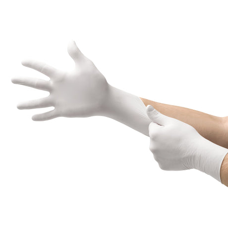 Exam Glove Soft White Nitrile* X-Small NonSterile Nitrile Standard Cuff Length Textured Fingertips White Not Rated