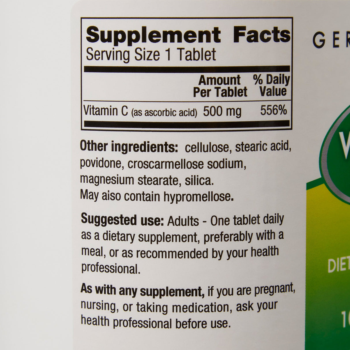 Vitamin C Supplement Geri-Care Ascorbic Acid 500 mg Strength Tablet 1,000 per Bottle