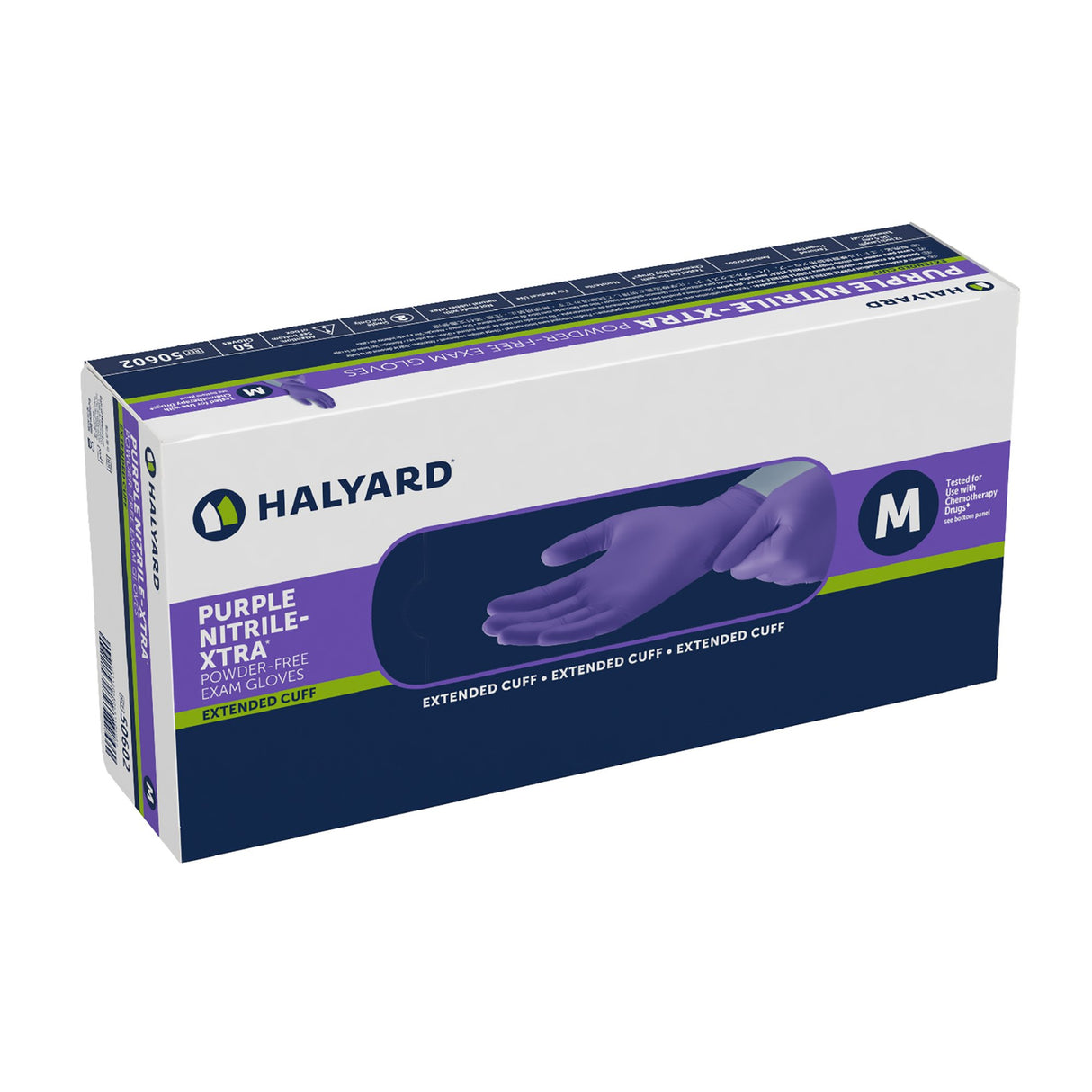 Exam Glove Purple Nitrile-Xtra Medium NonSterile Nitrile Extended Cuff Length Textured Fingertips Purple Chemo Tested