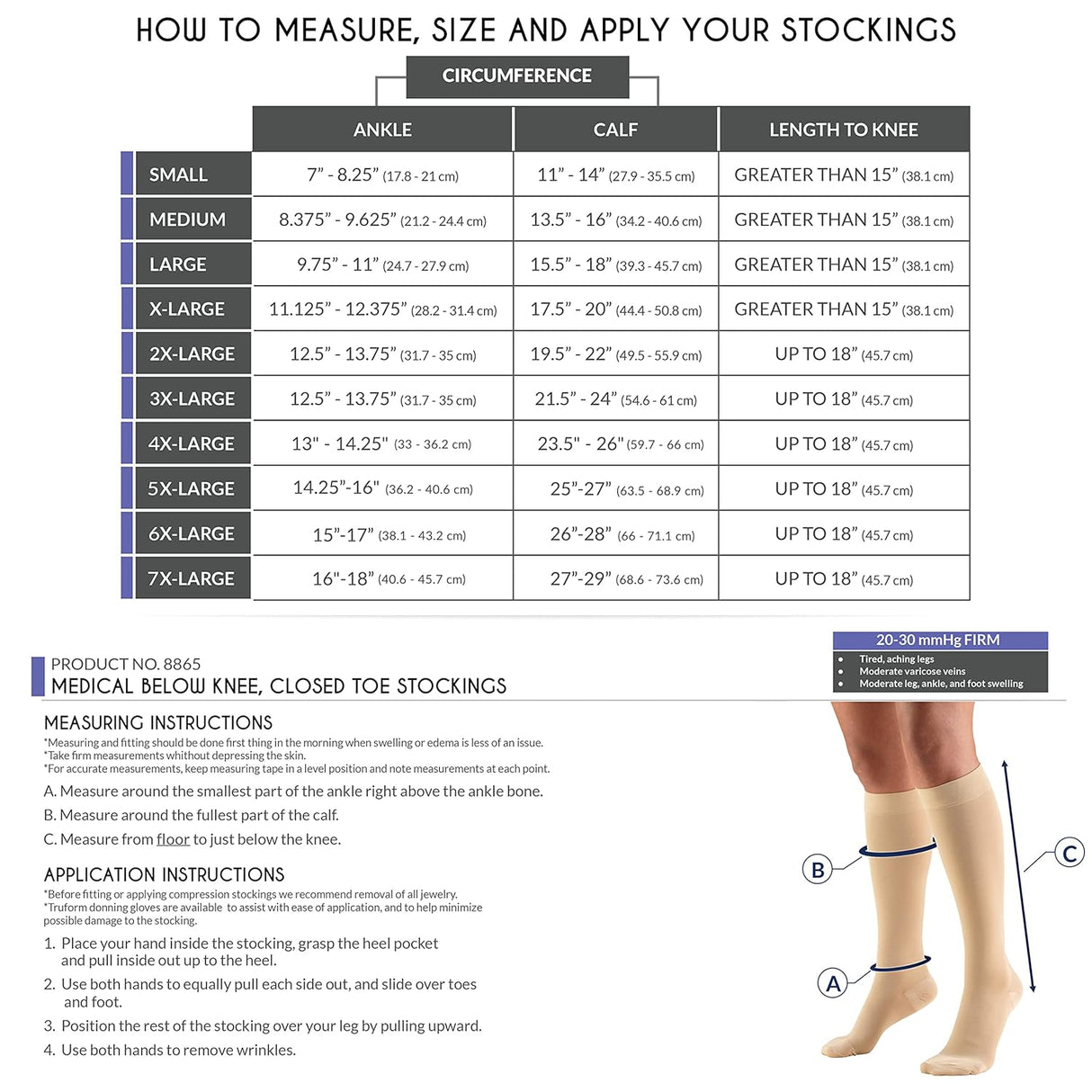 Bas de contention Truform 20-30 mmHg pour hommes et femmes