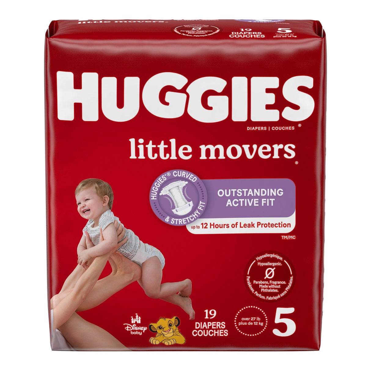 Unisex Baby Diaper Huggies Little Movers Size 5 Disposable Moderate Absorbency