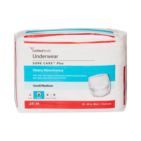 Unisex Adult Absorbent Underwear Sure Care Plus Pull On with Tear Away Seams Medium Disposable Heavy Absorbency