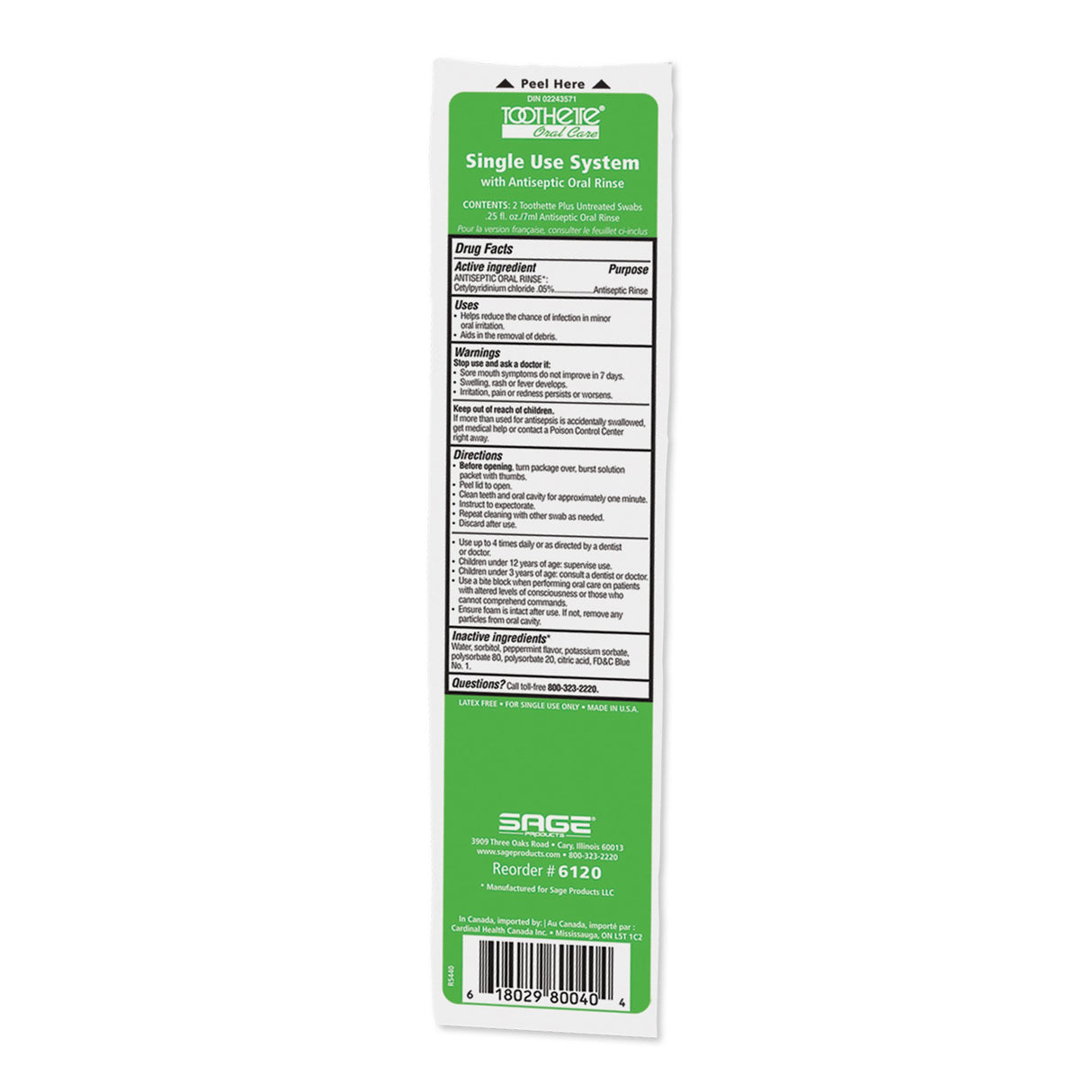 Oral Swab Toothette Plus Mouthwash Foam Tip 2 per Pack