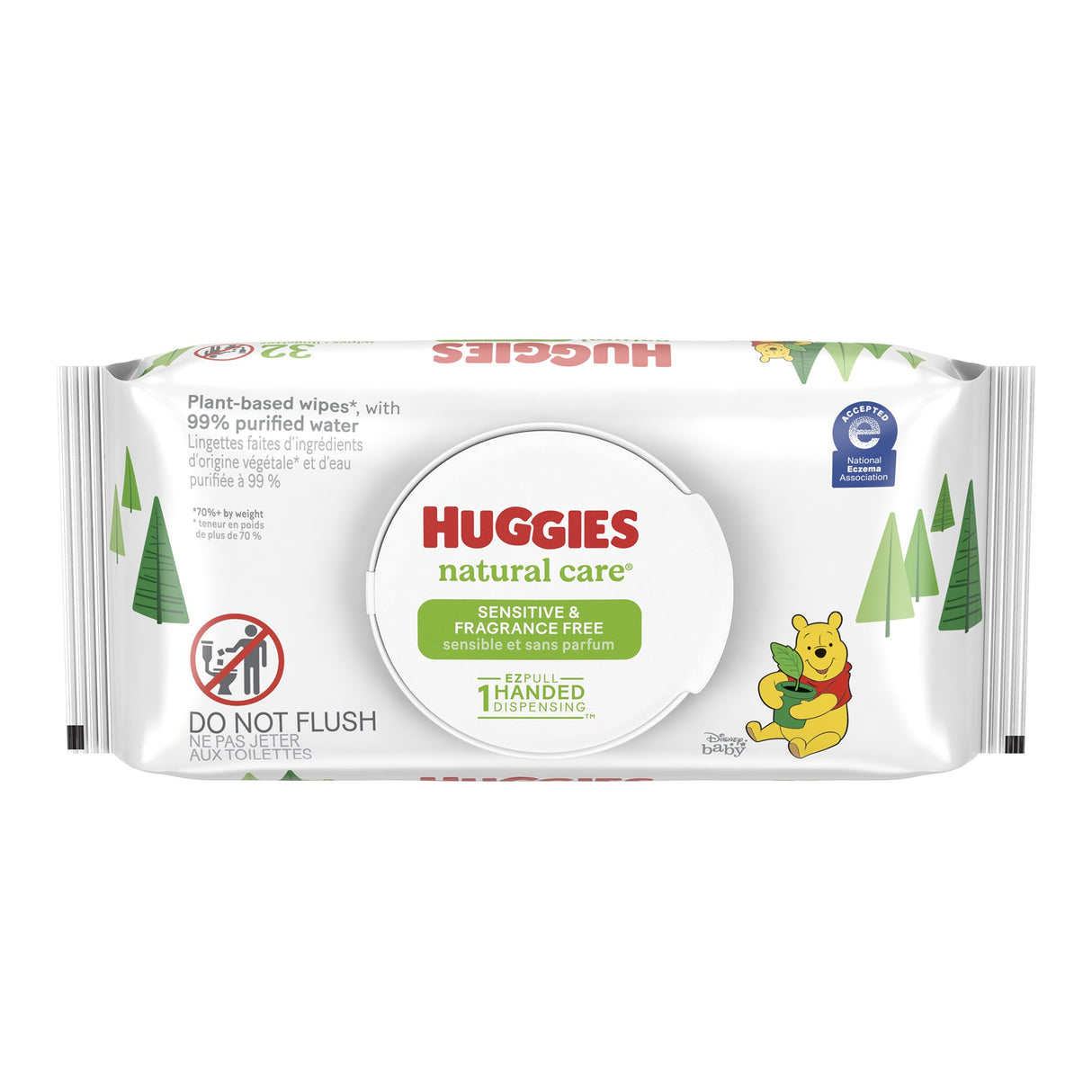 Baby Wipe Huggies Natural Care Soft Pack Unscented 32 Count