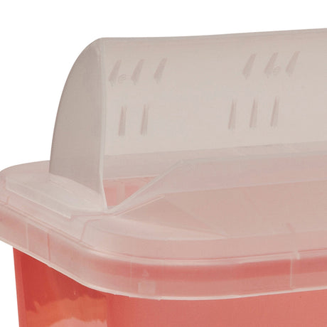 Sharps Container SharpSafety Translucent Red Base 10 H X 10-1/2 W X 7-1/4 D Inch Horizontal Entry 2 Gallon