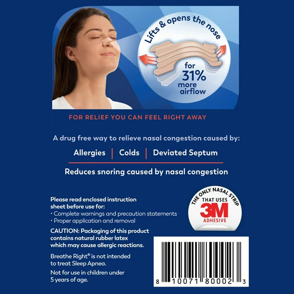 Allergy Relief Breathe Right Extra Strength Nasal Strip 26 per Box