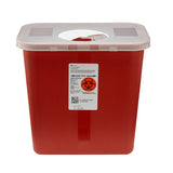 Sharps Container SharpSafety Red Base 10 H X 10-1/2 W X 7-1/4 D Inch Vertical Entry 2 Gallon