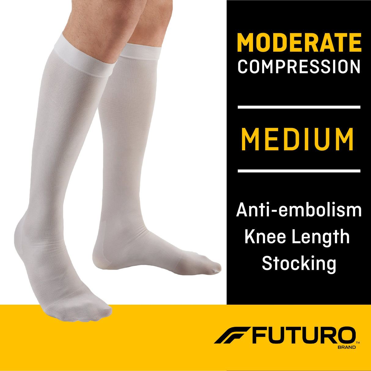 Anti-embolism Stocking 3M Futuro Knee High Medium / Regular White Closed Toe