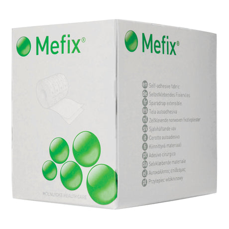 Perforated Dressing Retention Tape with Liner Mefix White 4 Inch X 11 Yard Nonwoven Spunlace Polyester NonSterile