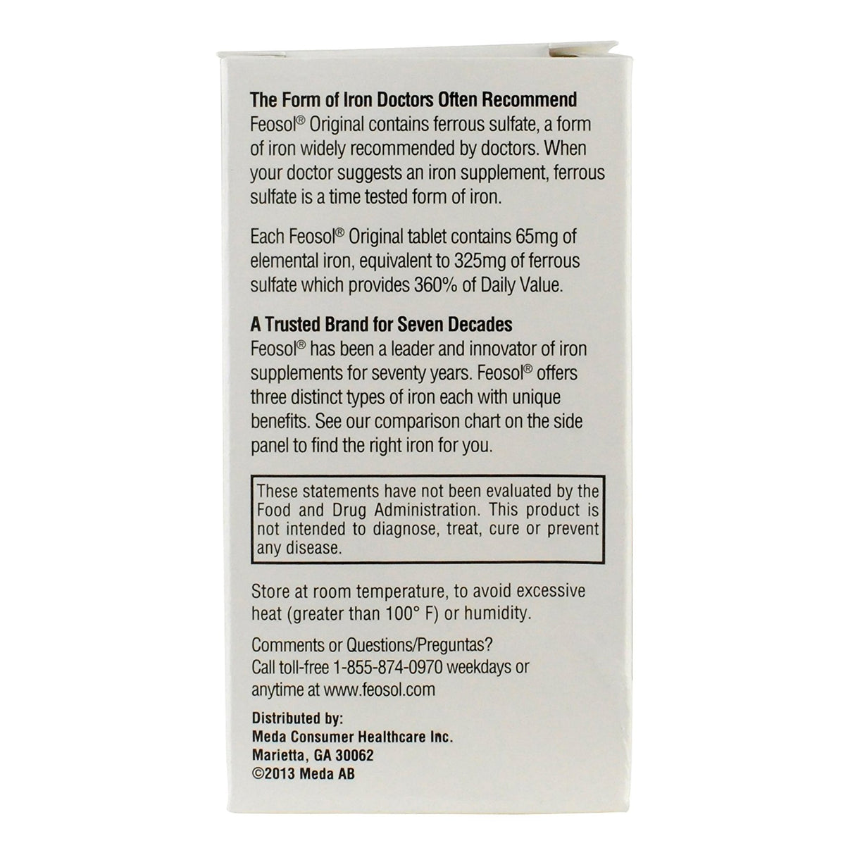 Mineral Supplement Feosol Iron 65 mg Strength Tablet 120 per Bottle