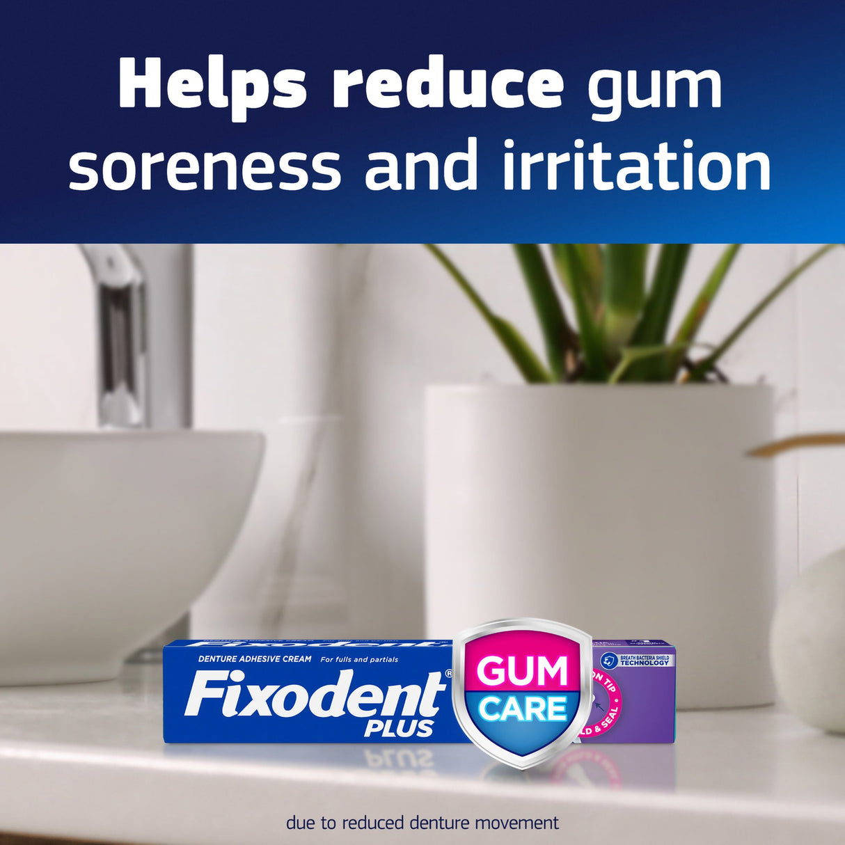 Denture Adhesive Fixodent Plus Gum Care Cream 2 oz.