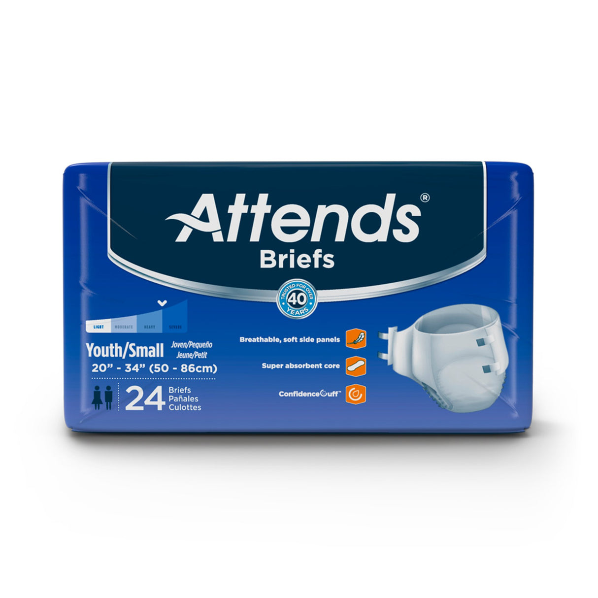 Unisex Youth Incontinence Brief Attends Small Disposable Heavy Absorbency