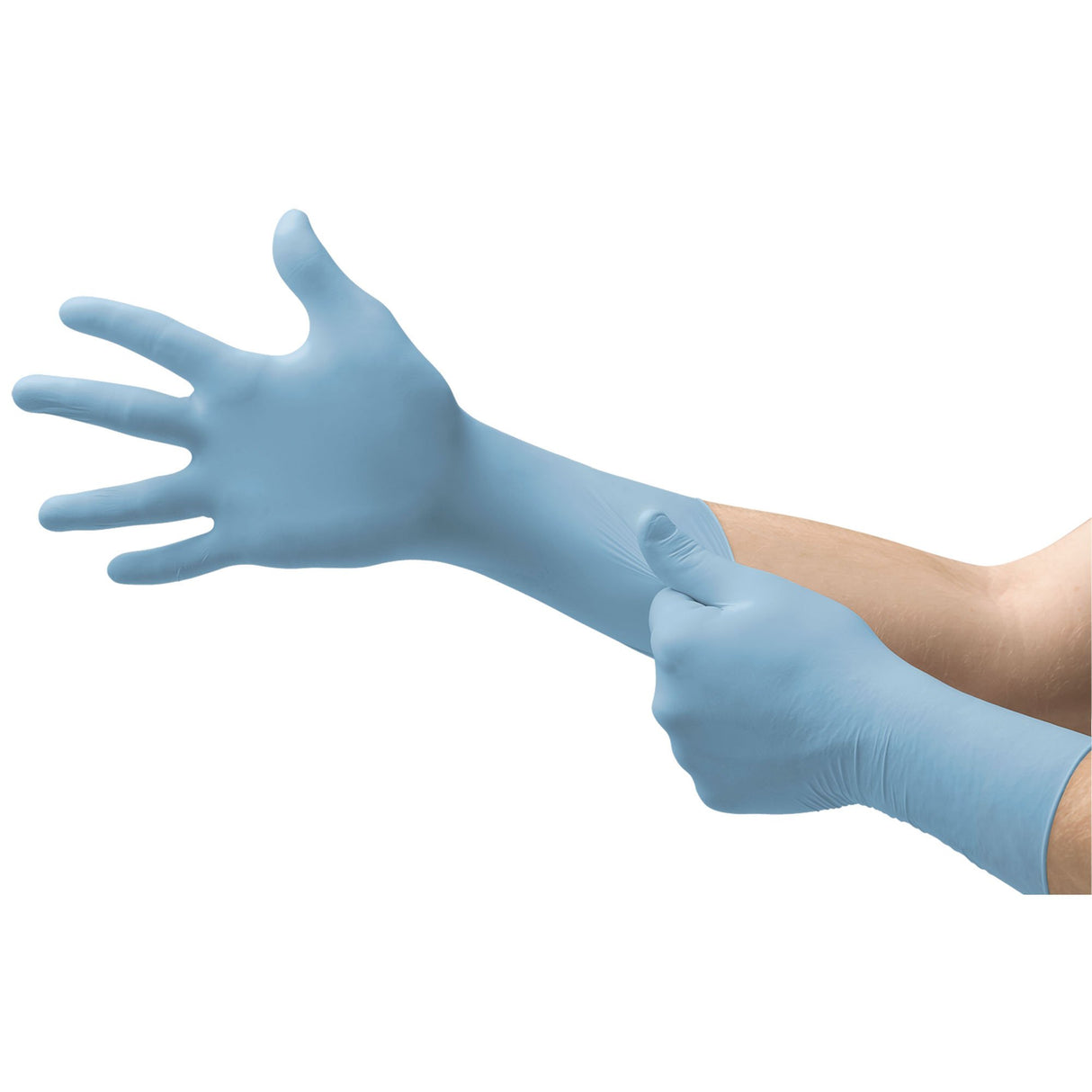 Exam Glove Micro-Touch Medium Sterile Pair Nitrile Extended Cuff Length Textured Fingertips Blue Chemo Tested