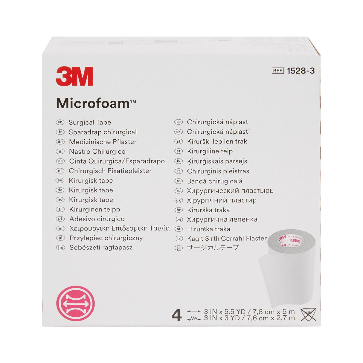 Medical Tape 3M Microfoam White 3 Inch X 5-1/2 Yard Elastic / Foam NonSterile