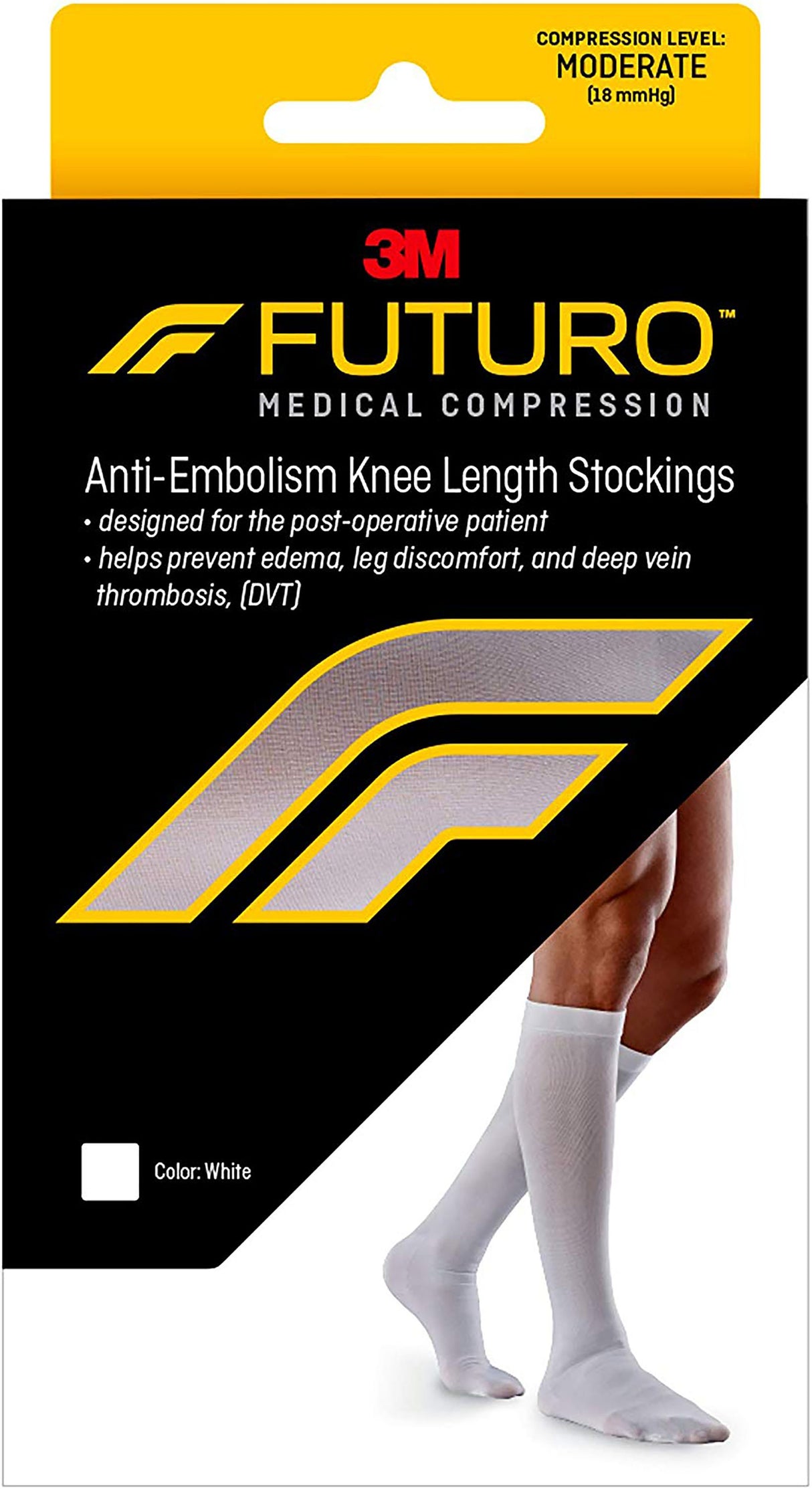 Anti-embolism Stocking 3M Futuro Knee High Medium / Regular White Closed Toe