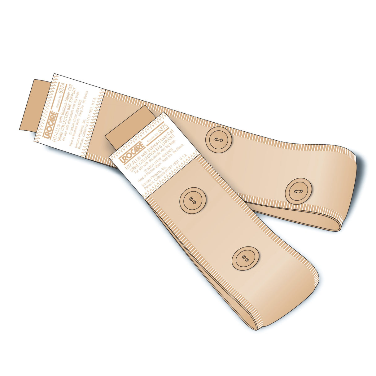 Fabric Leg Straps with Buttons Fitz-All Upper Fits Up to 24 Inch, Lower Fits Up to 18 Inch, NonSterile