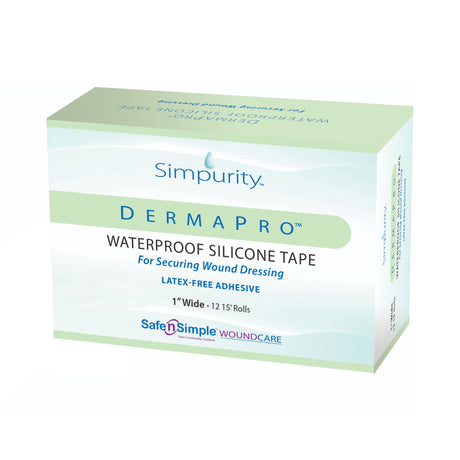 Waterproof Medical Tape DermaPro White 1 Inch X 5 Yard Silicone NonSterile