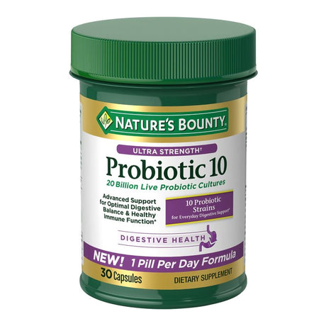 Probiotic Dietary Supplement Nature's Bounty Ultra Strength Probiotic 10 30 per Bottle Capsule
