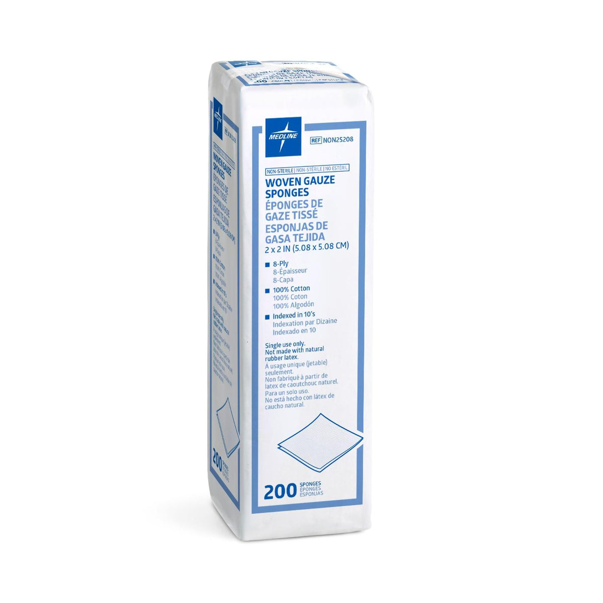 Gauze Sponge Medline 2 X 2 Inch 8-Ply NonSterile 200 per Pack