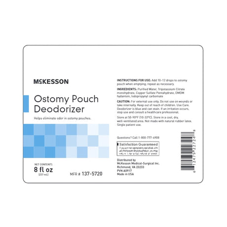 Ostomy Appliance Deodorant McKesson 8 oz., Squeeze Bottle, Unscented