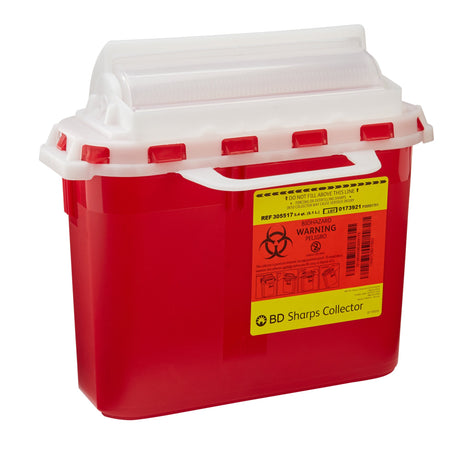 Sharps Container BD Red Base 12 H X 12 W X 4-4/5 D Inch Horizontal Entry 1.35 Gallon