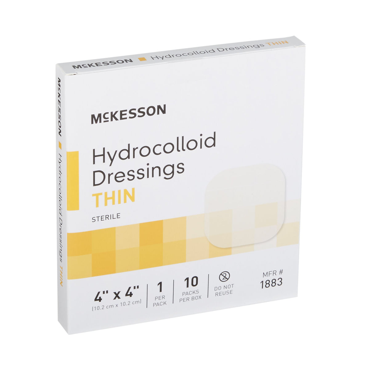 Thin Hydrocolloid Dressing McKesson Film Backing 4 X 4 Inch Square Hydrocolloid