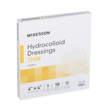 Thin Hydrocolloid Dressing McKesson Film Backing 4 X 4 Inch Square Hydrocolloid