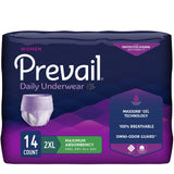 Female Adult Absorbent Underwear Prevail Daily Underwear Pull On with Tear Away Seams 2X-Large Disposable Heavy Absorbency