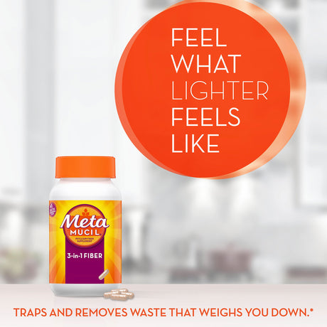 Fiber Supplement Metamucil Capsule 160 per Bottle 0.52 Gram Strength Potassium / Psyllium Husk