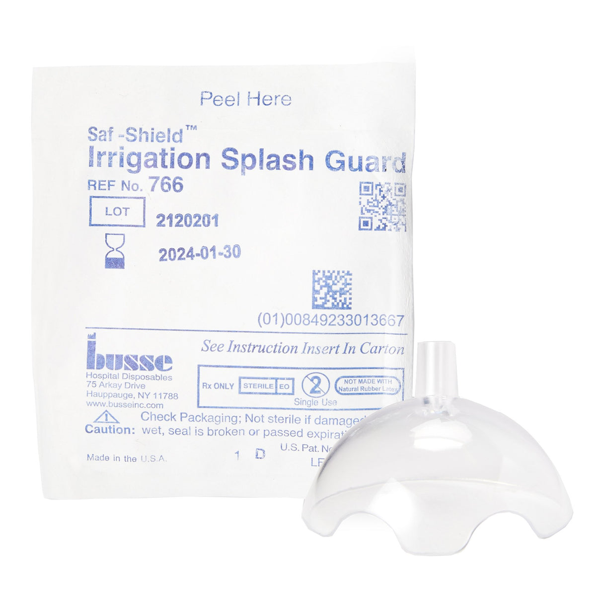 Irrigation Splash Guard Saf-Shield* 2 Exit Portals, Clear, Plastic, Angled Inlet, Sterile
