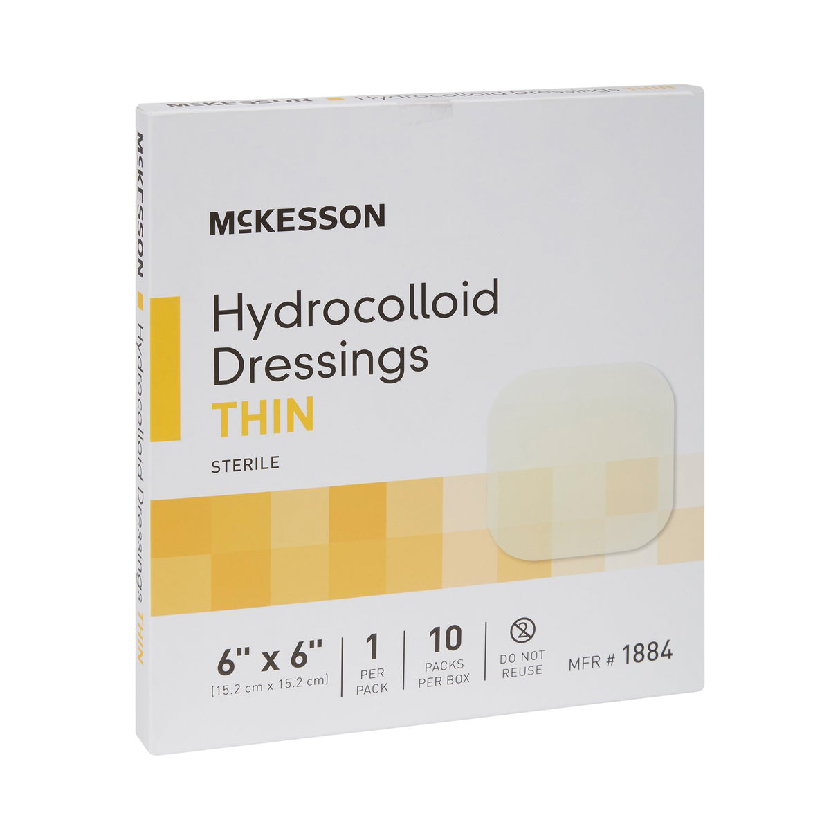 Thin Hydrocolloid Dressing McKesson Film Backing 6 X 6 Inch Square Hydrocolloid