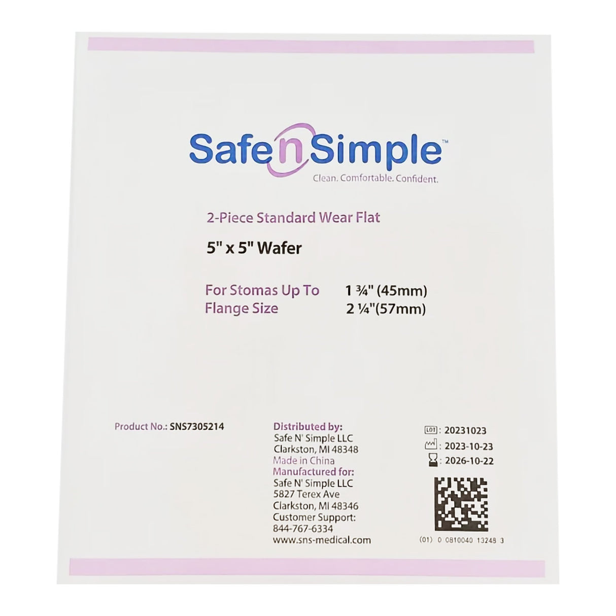 Ostomy Barrier Safe n Simple Trim to Fit, Standard Wear Flexible Tape 57 mm Flange Up to 1-3/4 Inch Opening 5 X 5 Inch