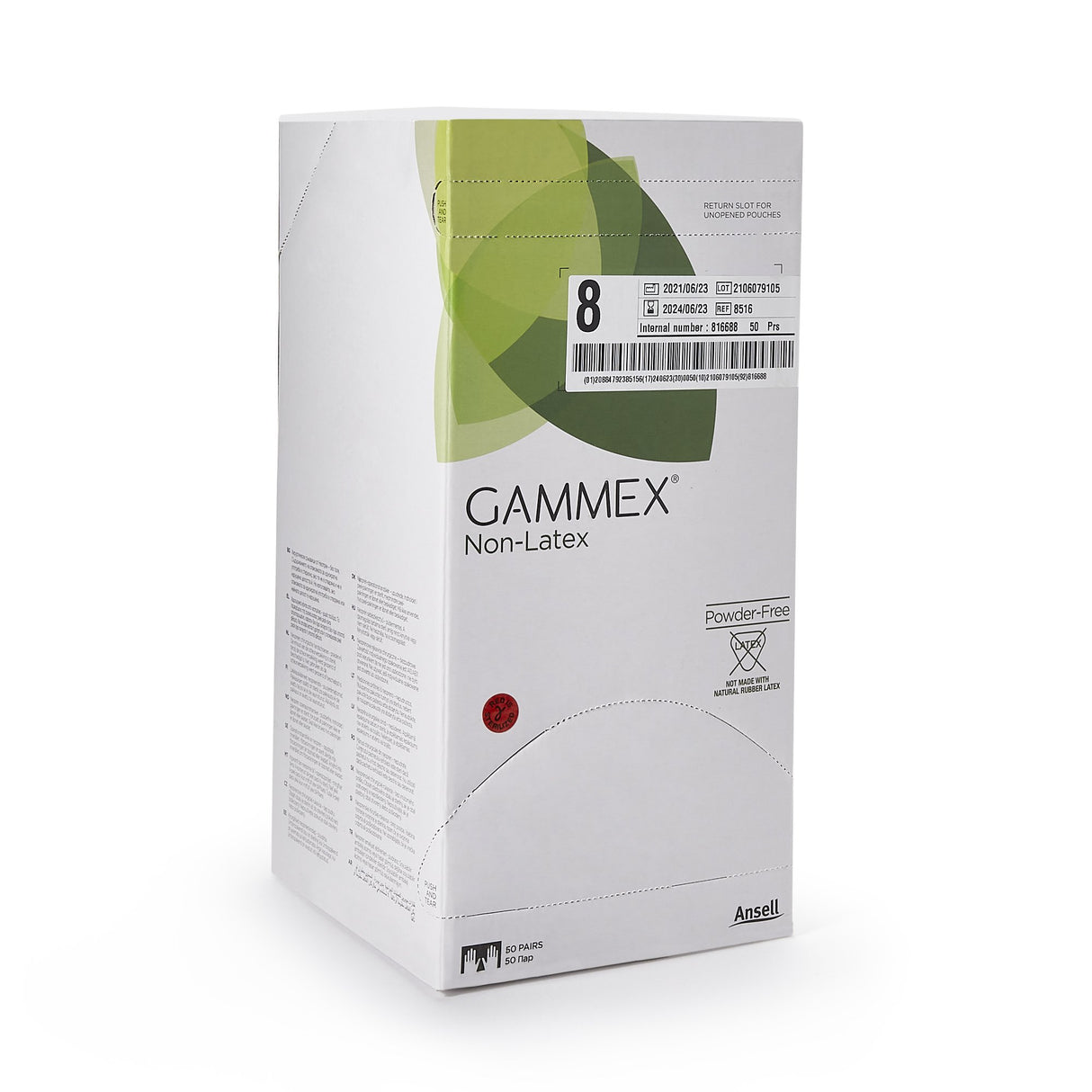 Surgical Glove GAMMEX Non-Latex Size 8 Sterile Polyisoprene Standard Cuff Length Micro-Textured Green Chemo Tested
