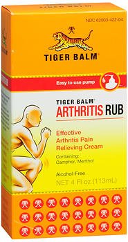 Topical Pain Relief Tiger Balm Arthritis Rub 11% - 11% Strength Camphor / Menthol Cream 4 oz.