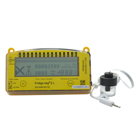Refrigerator Vaccine Data Logger with Alarm Fridge-tag 2L Fahrenheit / Celsius -22 to +131F (-30 to +55C) Glycol Bottle Probe Battery Operated