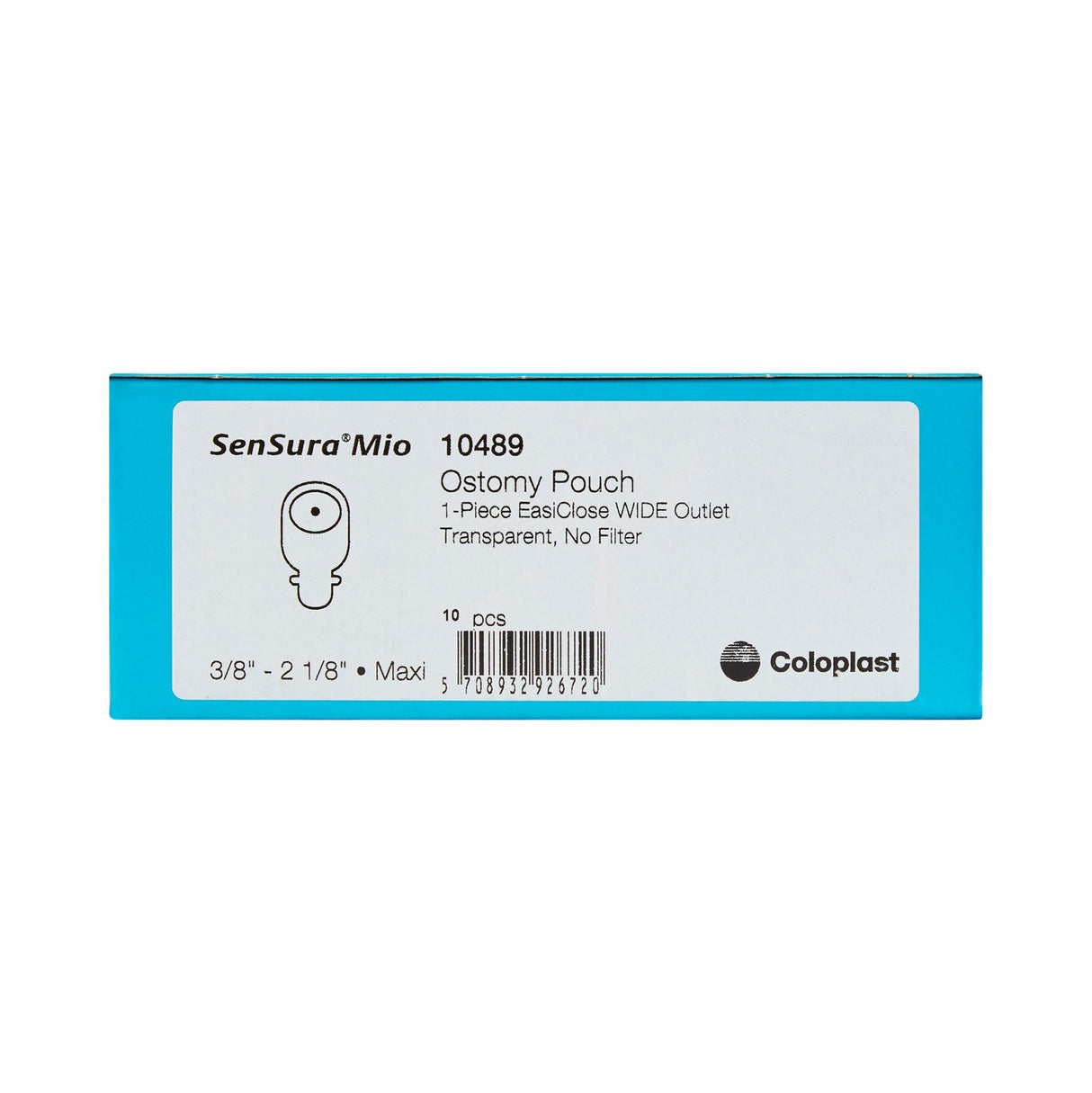 Ostomy Pouch SenSura Mio One-Piece System 11 Inch Length, Maxi Flat, Trim to Fit 3/8 to 2-1/8 Inch Stoma Drainable