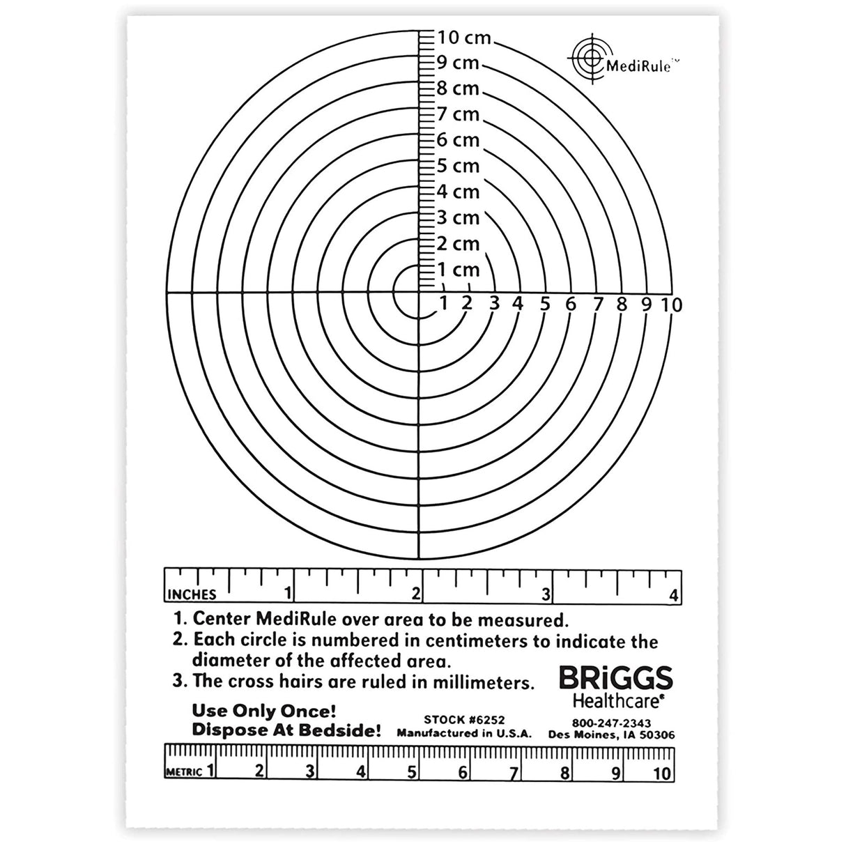 Wound Measuring Device Briggs MediRule 4-1/2 X 6 Inch Plastic
