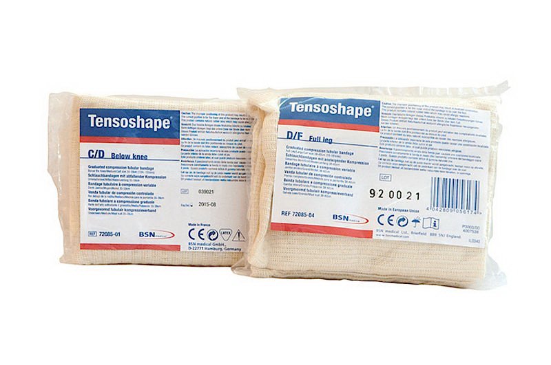 Elastic Tubular Support Bandage Tensoshape 12-1/2 Inch X 14 Foot Below Knee Pull On Tan NonSterile Small Size B / C Standard Compression