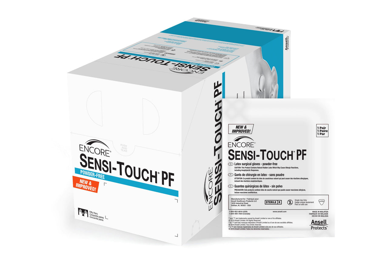Surgical Glove ENCORE Sensi-Touch PF Size 6 Sterile Latex Standard Cuff Length Micro-Textured Natural Chemo Tested