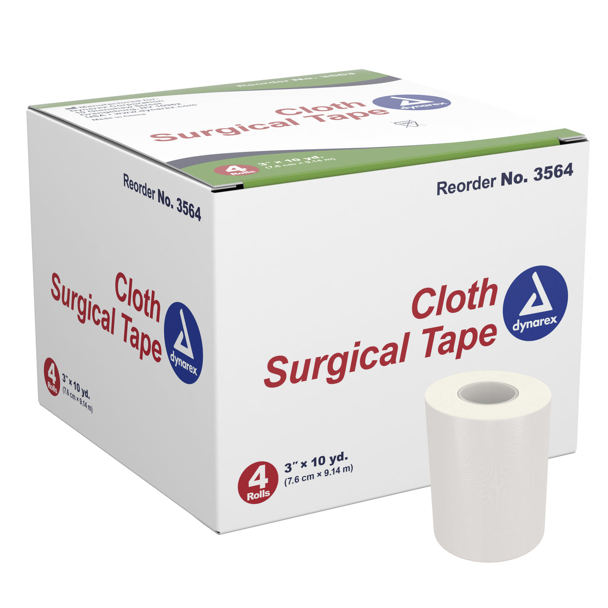 Medical Tape Dynarex White 3 Inch X 10 Yard Cloth NonSterile