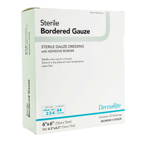 Island Dressing DermaRite Bordered Gauze 6 X 6 Inch Square Sterile