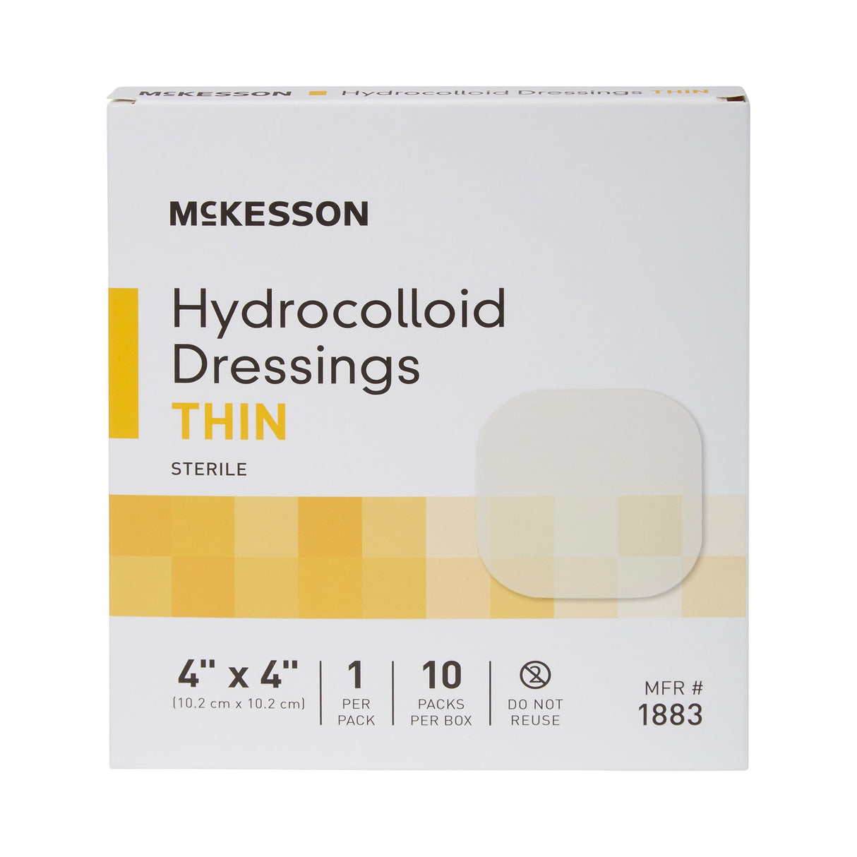 Thin Hydrocolloid Dressing McKesson Film Backing 4 X 4 Inch Square Hydrocolloid