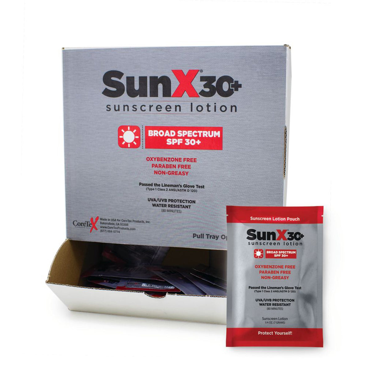 Sunscreen with Dispenser Box SunX 30+ SPF 30 Lotion 1.25 oz. Individual Packet