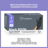 Exam Glove CareStock Small NonSterile Nitrile Standard Cuff Length Fully Textured Black Not Rated