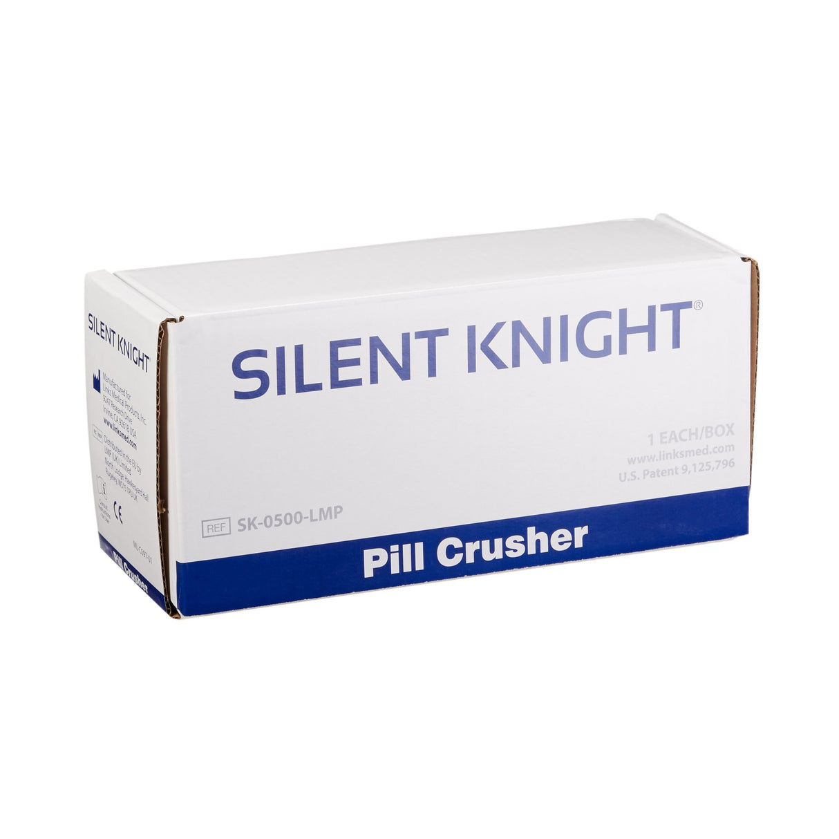 Pill Crusher Silent Knight Hand Operated Blue / White