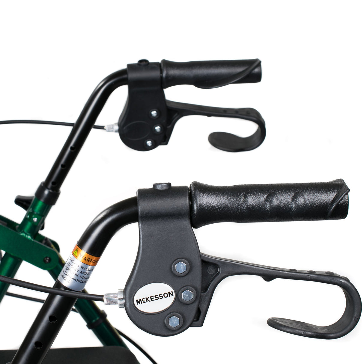 4 Wheel Rollator McKesson Green Adjustable Height / Folding Aluminum Frame