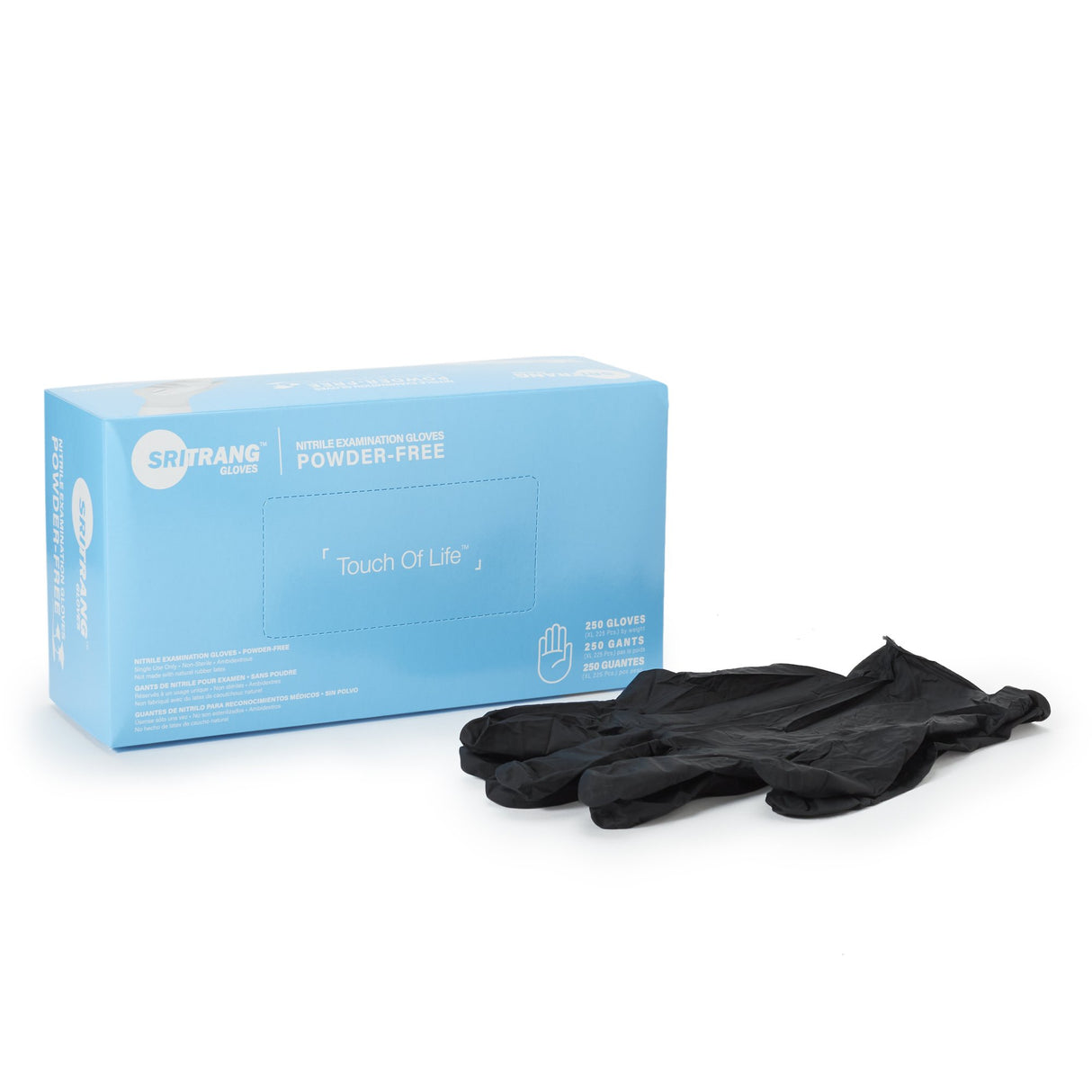 Exam Glove Touch of Life X-Large NonSterile Nitrile Textured Fingertips Black Chemo Tested